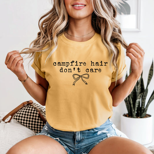 Campfire Hair Don't Care Graphic T-Shirt | Camping Tee
