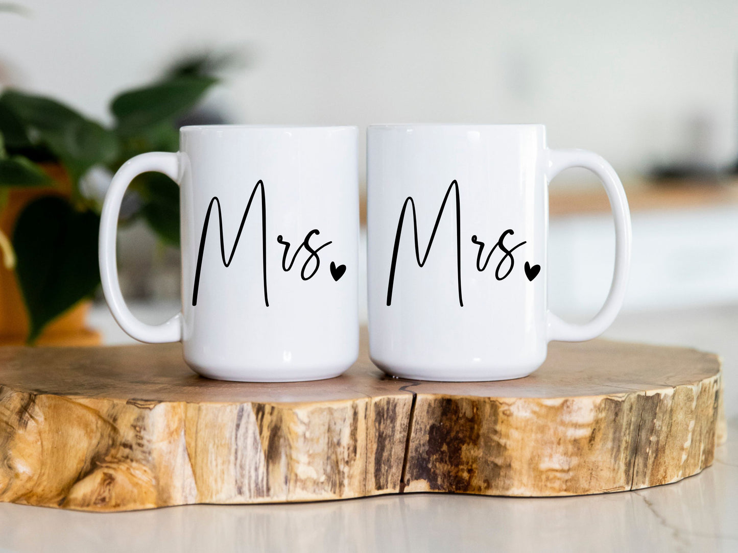 Mrs. & Mrs. Mug Set | LGBTQ+ Pride Couple Coffee Mugs | 15oz Ceramic Gift Set
