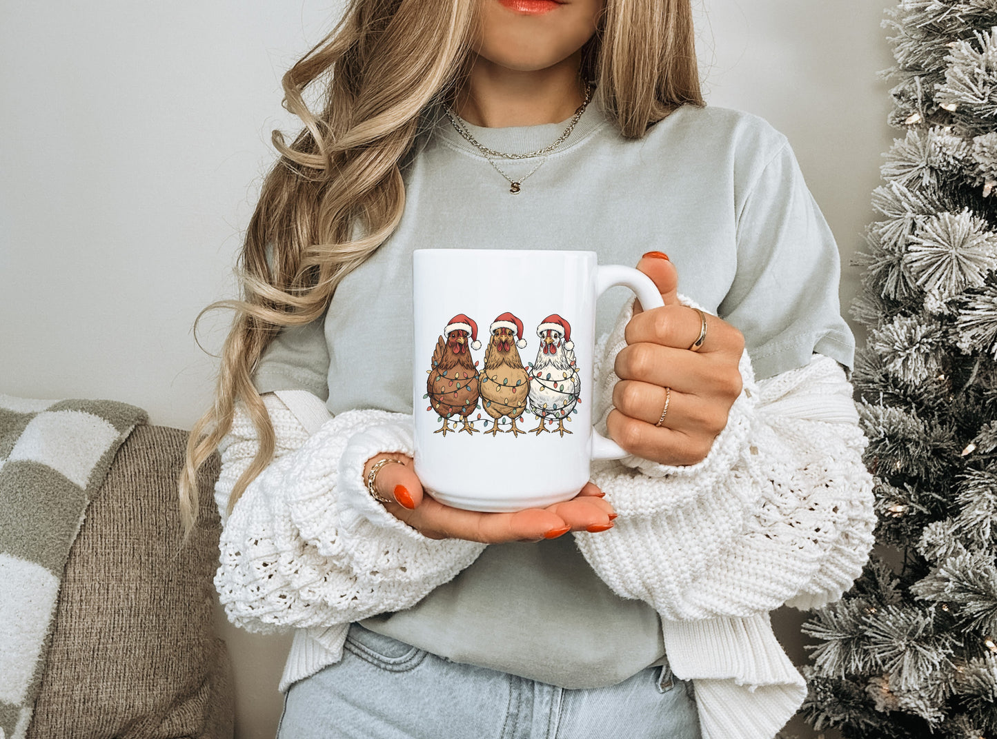 Christmas Chickens | 15oz Ceramic Coffee Mug
