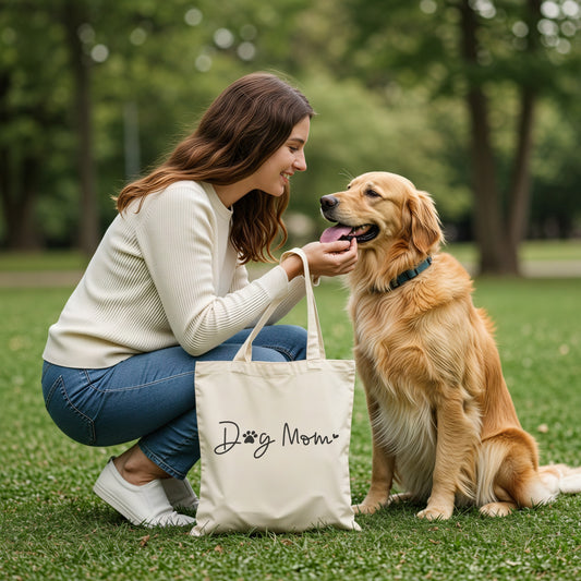 Dog Mom Canvas Tote Bag | Cute Dog Lover Gift