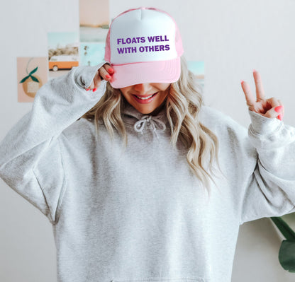 Floats Well With Others Trucker Hat | Funny Lake Day Foam Snapback Cap