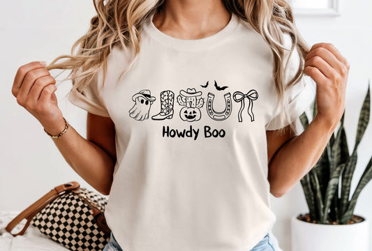 Howdy Boo Western Halloween Graphic T-Shirt | Fall Cowgirl Tee