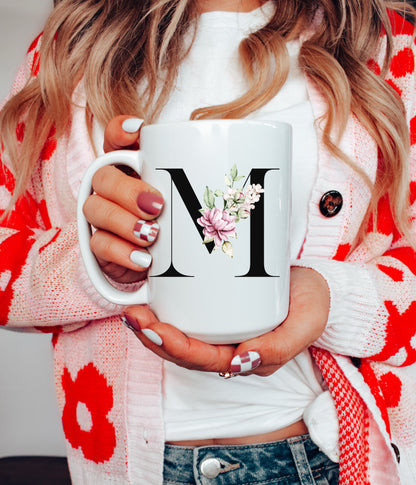 Floral Monogram | 15oz Ceramic Mug