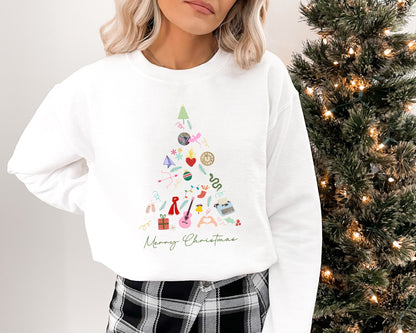 Merry Christmas Music Tree | Holiday Crewneck Sweatshirt