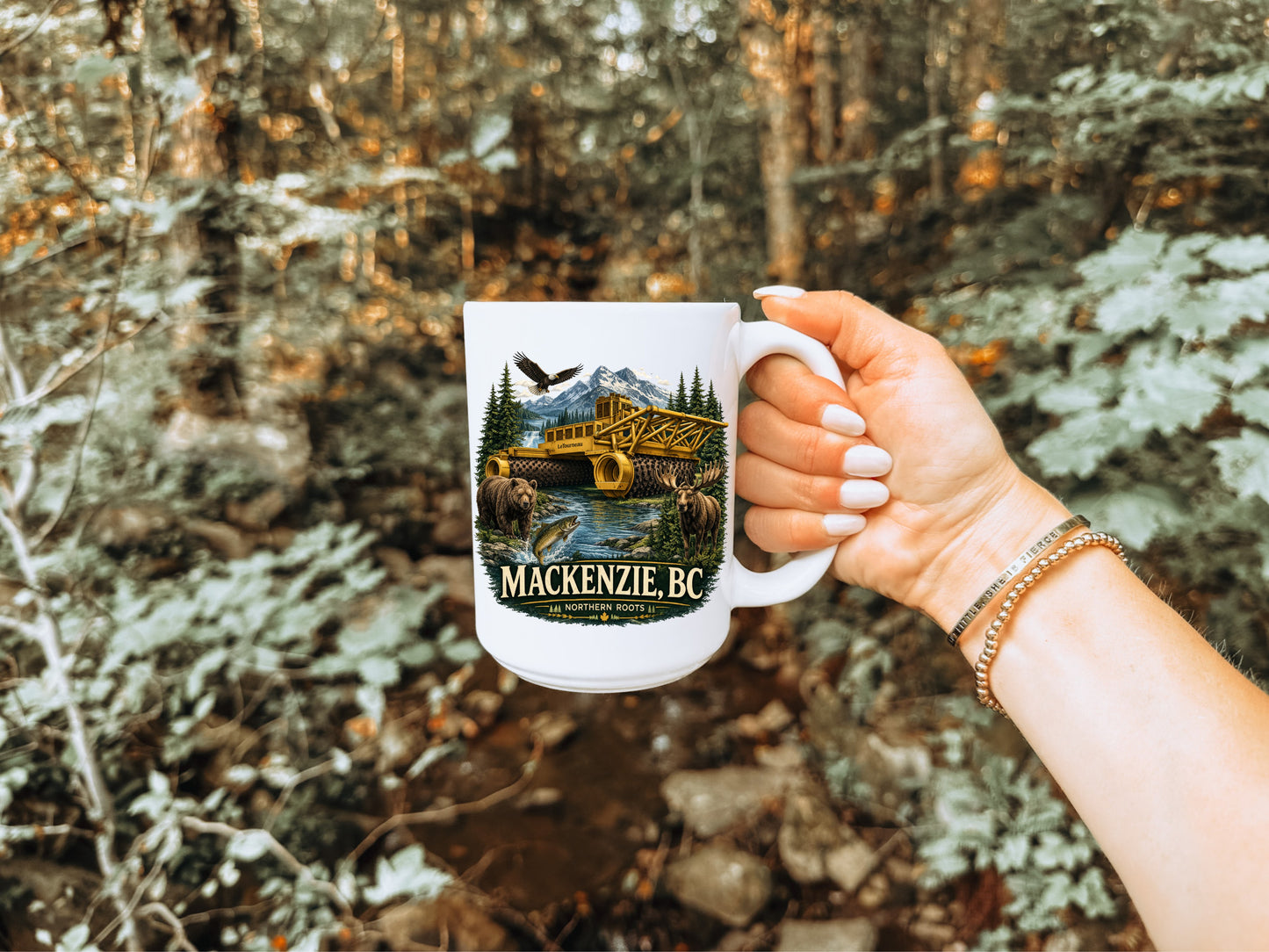 Mackenzie BC Tree Crusher Mug – Northern Roots 15oz Coffee Mug