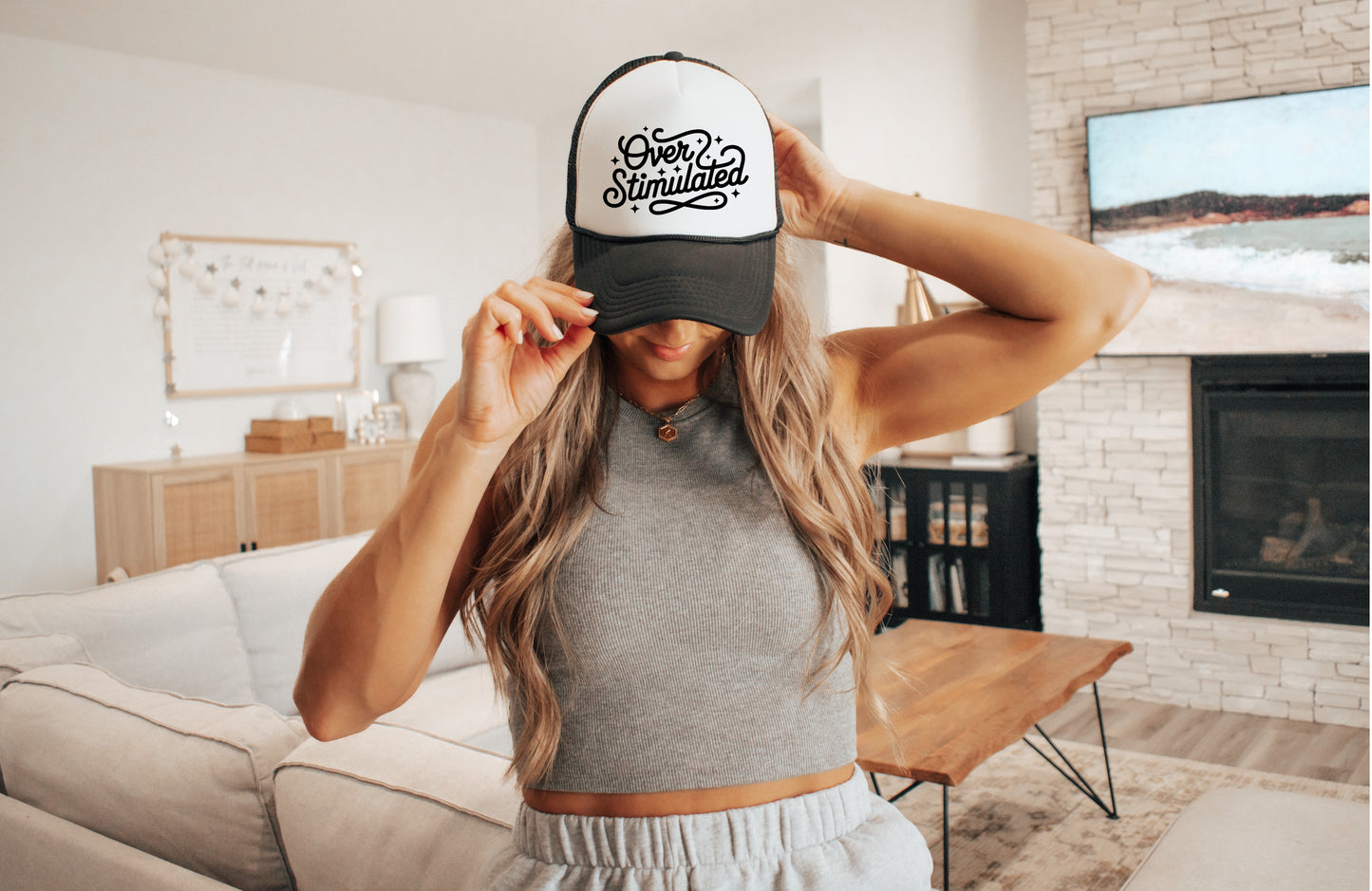 Overstimulated Trucker Hat | Funny Retro Foam Snapback Cap