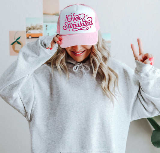 Overstimulated Trucker Hat | Funny Retro Foam Snapback Cap