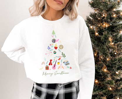 Merry Christmas Music Tree | Holiday Crewneck Sweatshirt