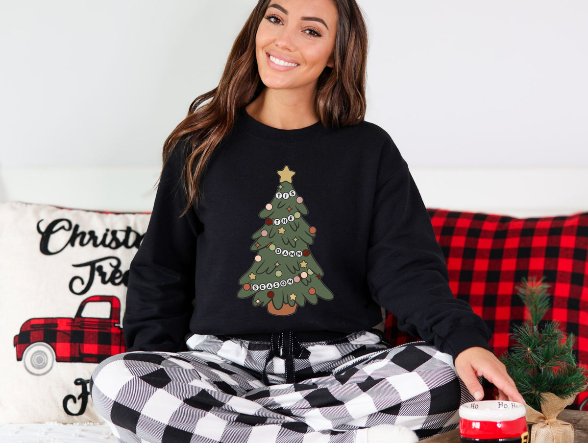 Tis the Damn Season | Christmas Tree Crewneck Sweatshirt