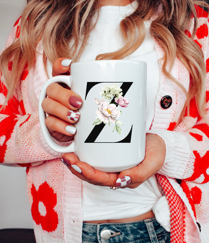 Floral Monogram | 15oz Ceramic Mug