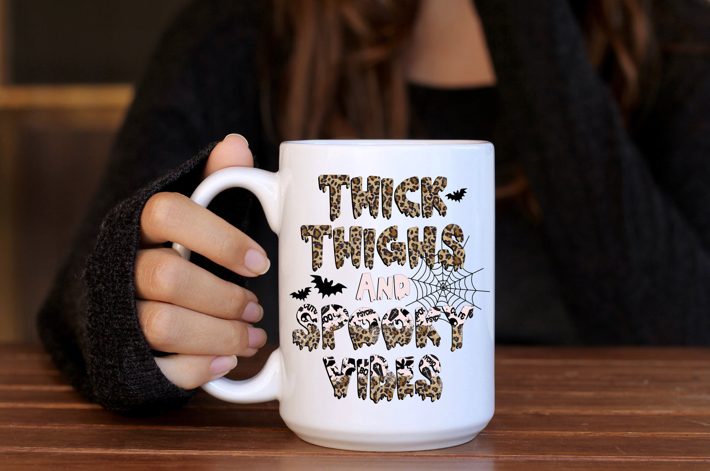 Thick Thighs + Spooky Vibes | 15oz Ceramic Mug